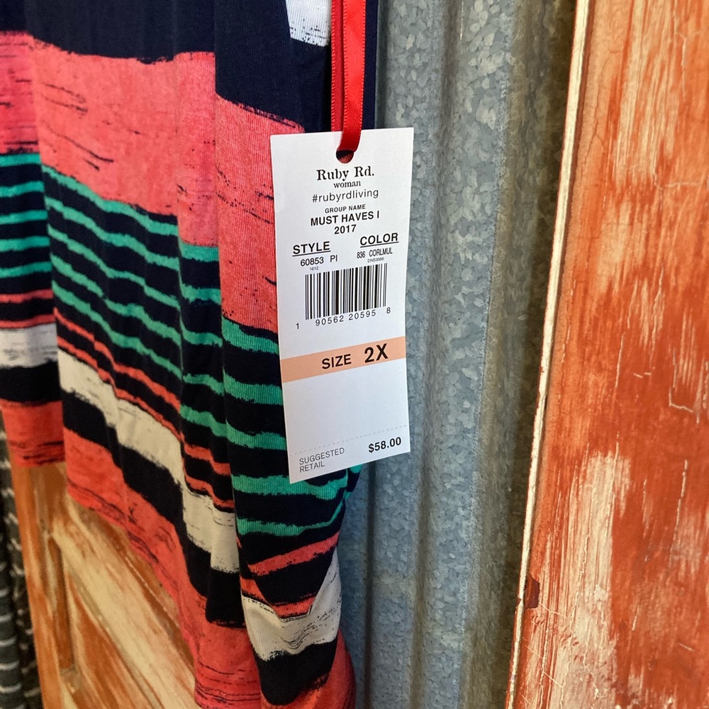 Ruby Rd. Multi colored strip tshirt - Picture 3 of 4